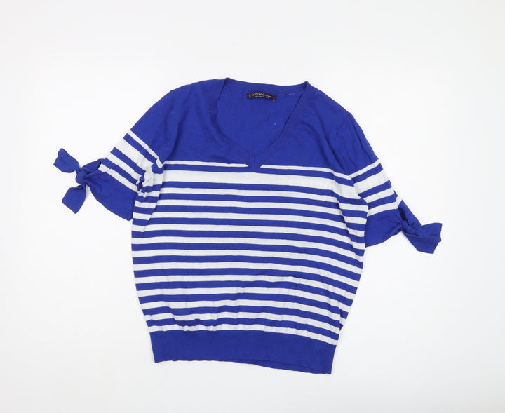 Violeta by Mango Women's Blue Striped Pullover Jumper S