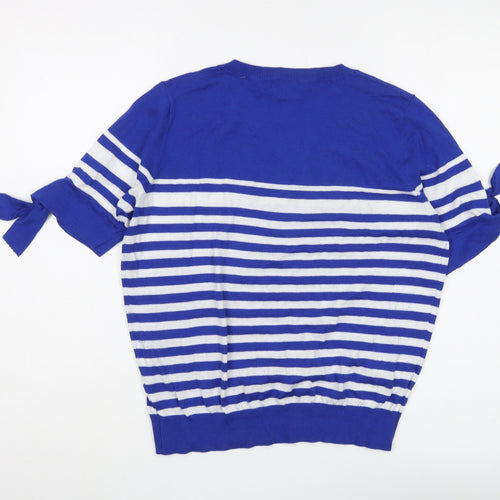 Violeta by Mango Women's Blue Striped Pullover Jumper S
