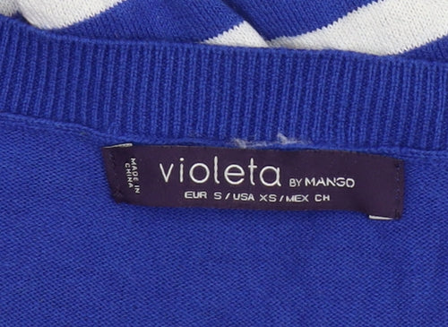 Violeta by Mango Women's Blue Striped Pullover Jumper S