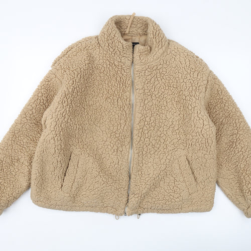 New Look Women's Beige Fleece Jacket, Size L, Casual Style