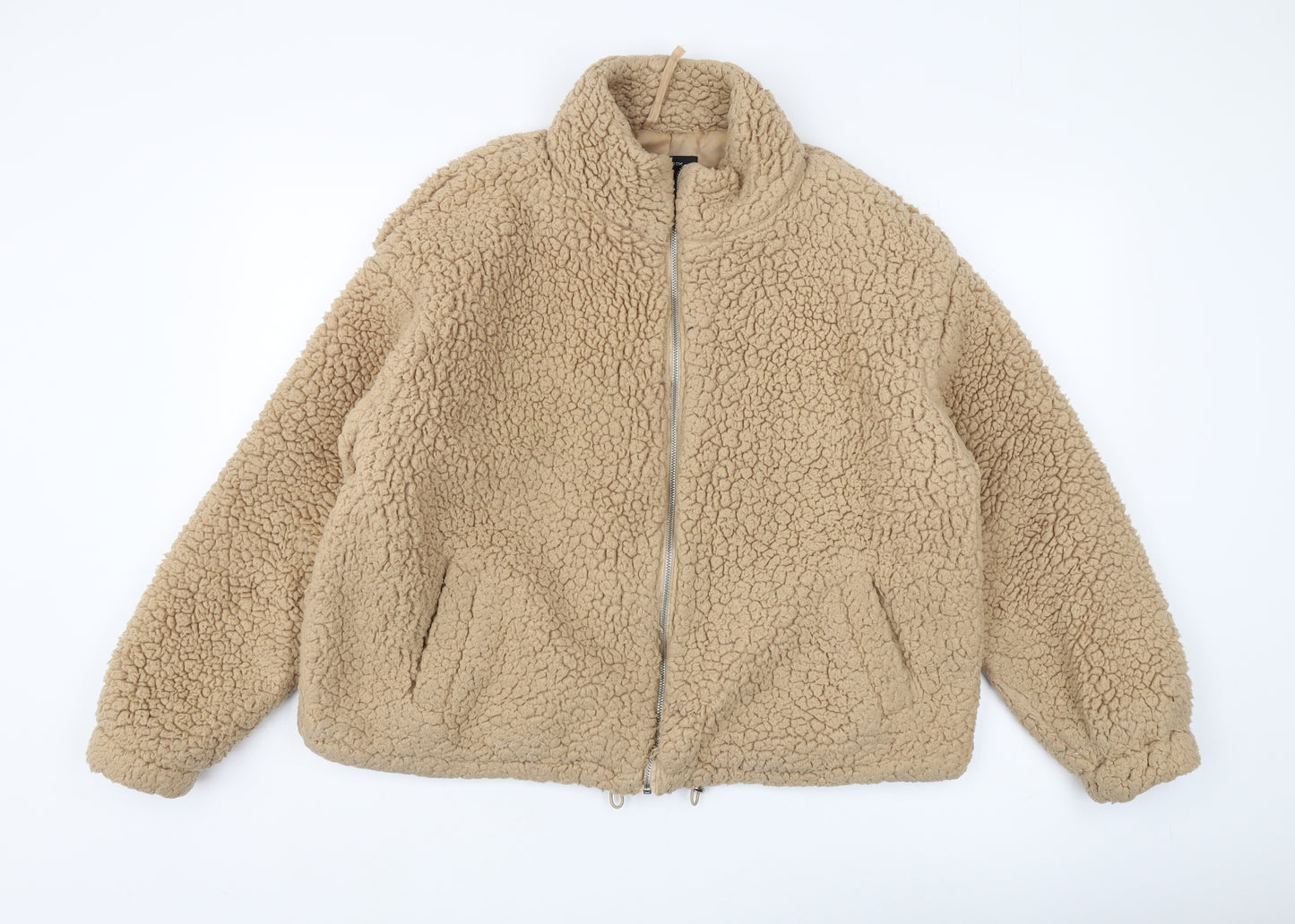New Look Women's Beige Fleece Jacket, Size L, Casual Style