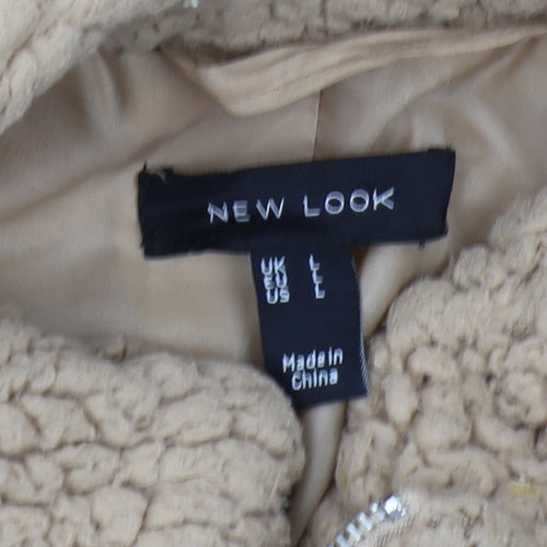 New Look Women's Beige Fleece Jacket, Size L, Casual Style
