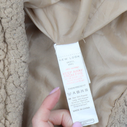 New Look Women's Beige Fleece Jacket, Size L, Casual Style