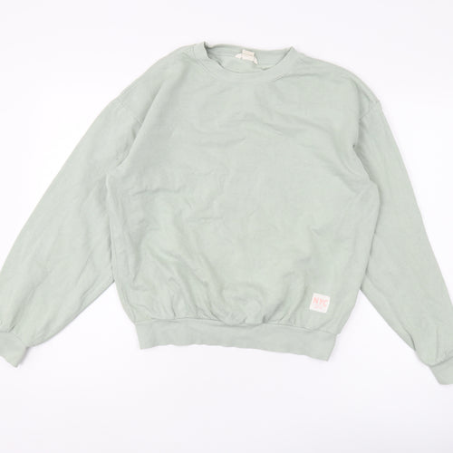 H&M Girls Green Pullover Sweatshirt, 13-14 Years, Crew Neck