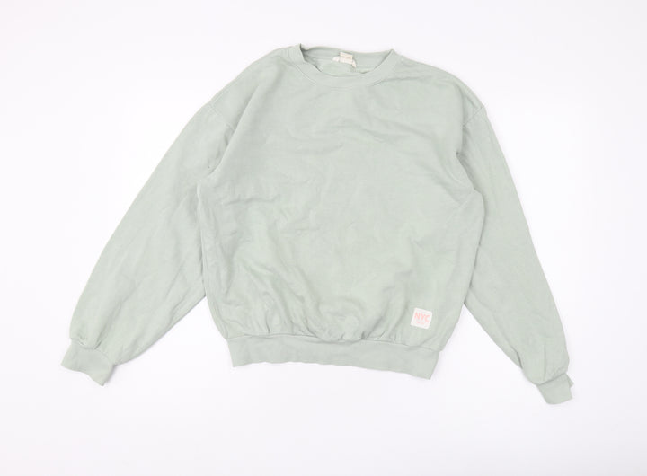 H&M Girls Green Pullover Sweatshirt, 13-14 Years, Crew Neck