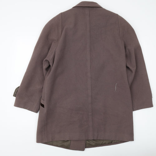 Klass Women's Brown Wool Coat - Size 12, Double-Breasted