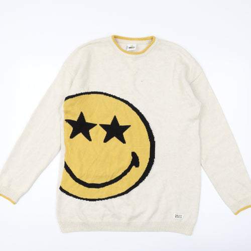 Smiley World Boys Beige Jumper, 16 Years, Fun Graphic Print