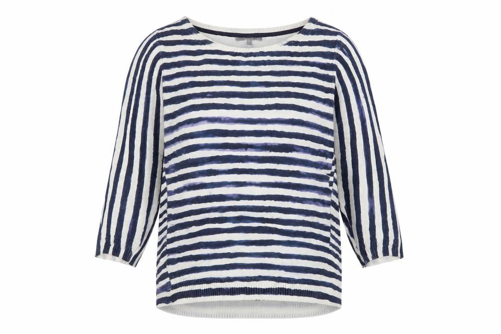 Front view of Per Una Women's Blue Striped jumper, size 10