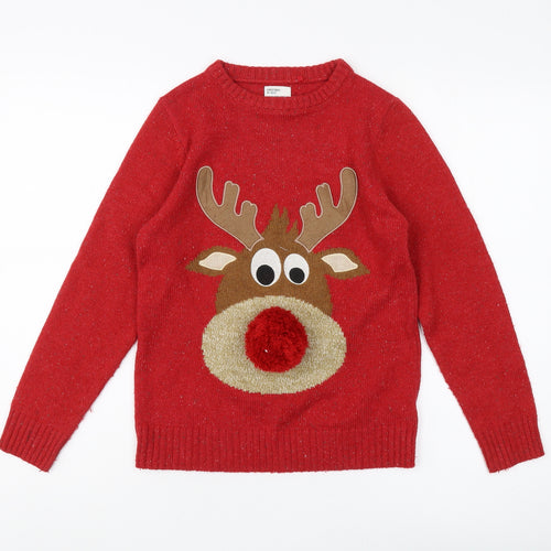 Next Boys Red Christmas Pullover Jumper, Age 10