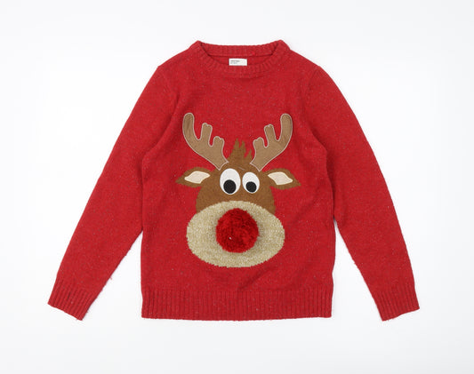 Next Boys Red Christmas Pullover Jumper, Age 10