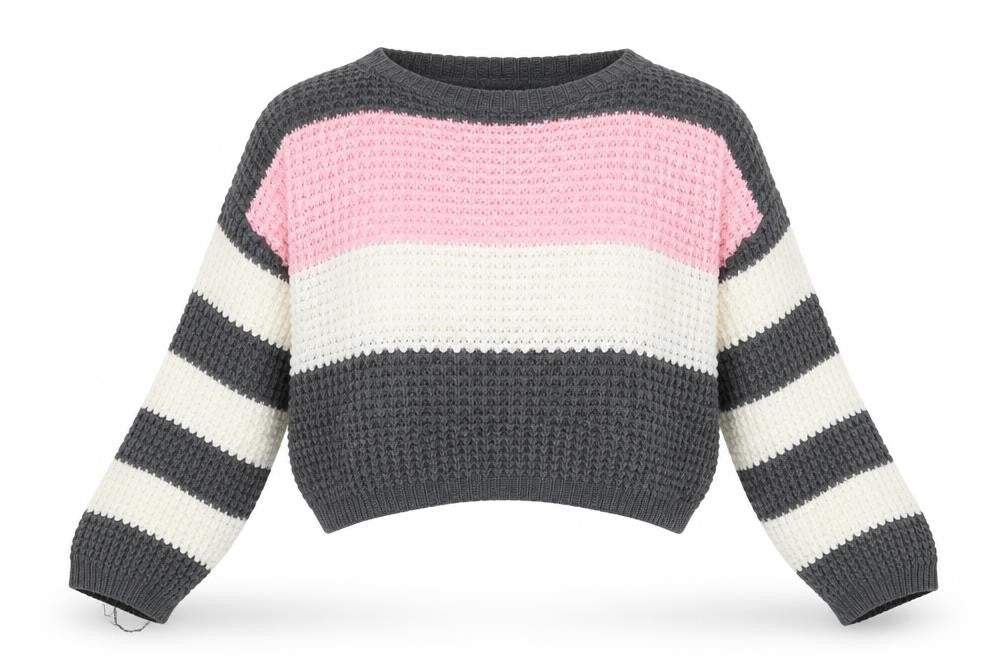 Front view of PRETTYLITTLETHING Women's Striped Jumper, size 10