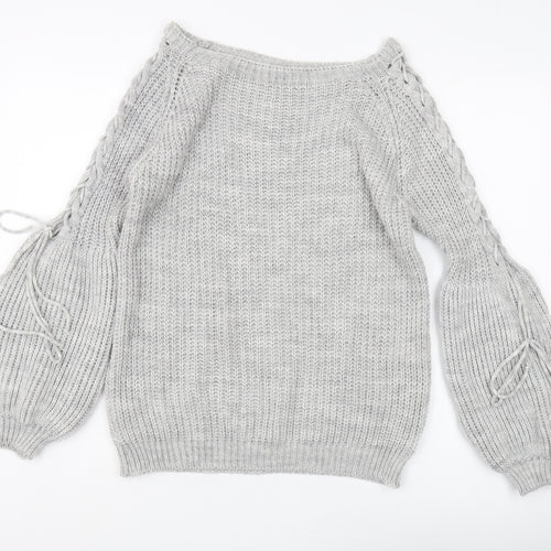 Cameo Rose Women's Grey Pullover Jumper M/L Boat Neck