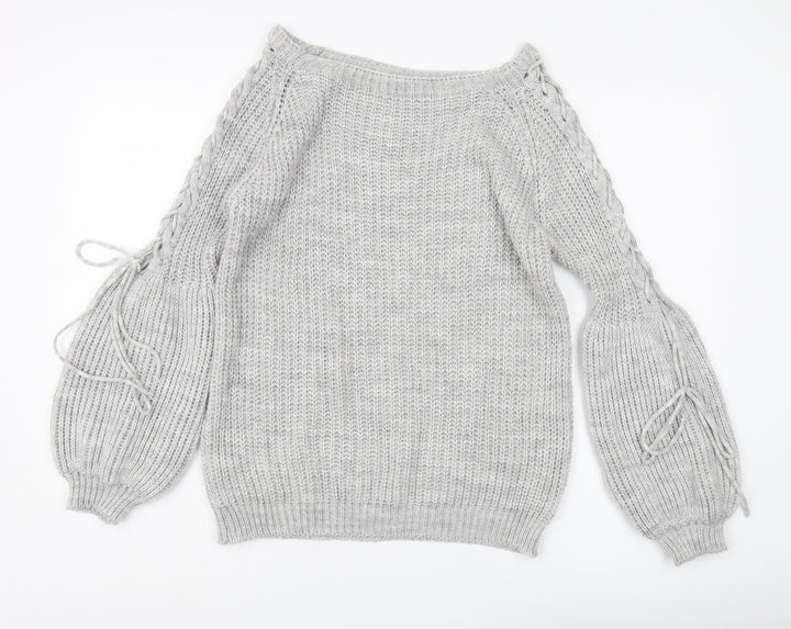 Cameo Rose Women's Grey Pullover Jumper M/L Boat Neck