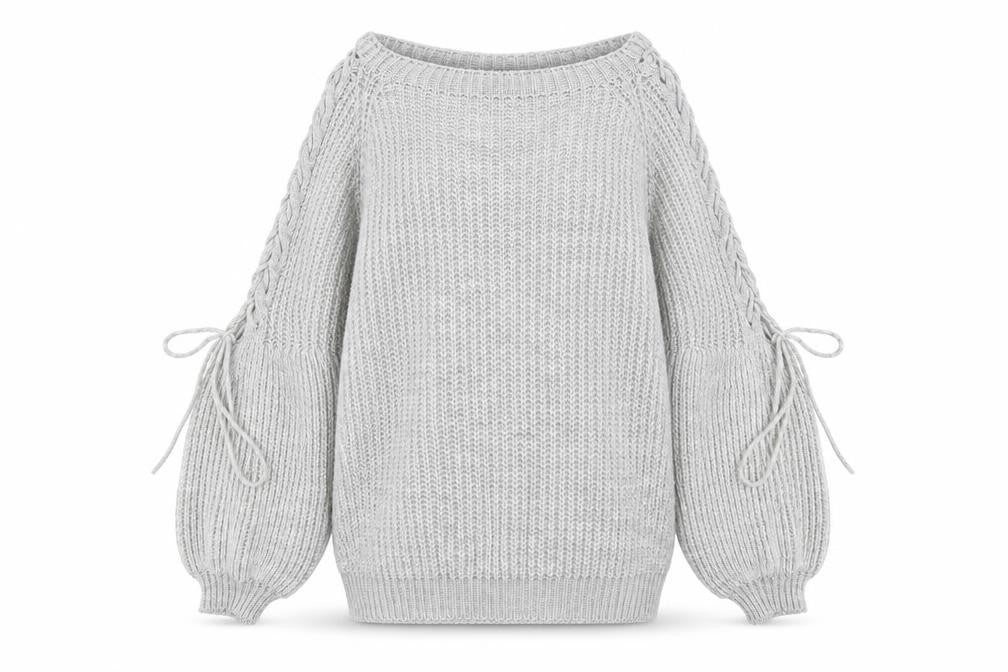 Front view of Cameo Rose Women's Grey jumper M/L Boat Neck