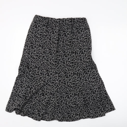 Saloos Women's Black Animal Print M Skirt