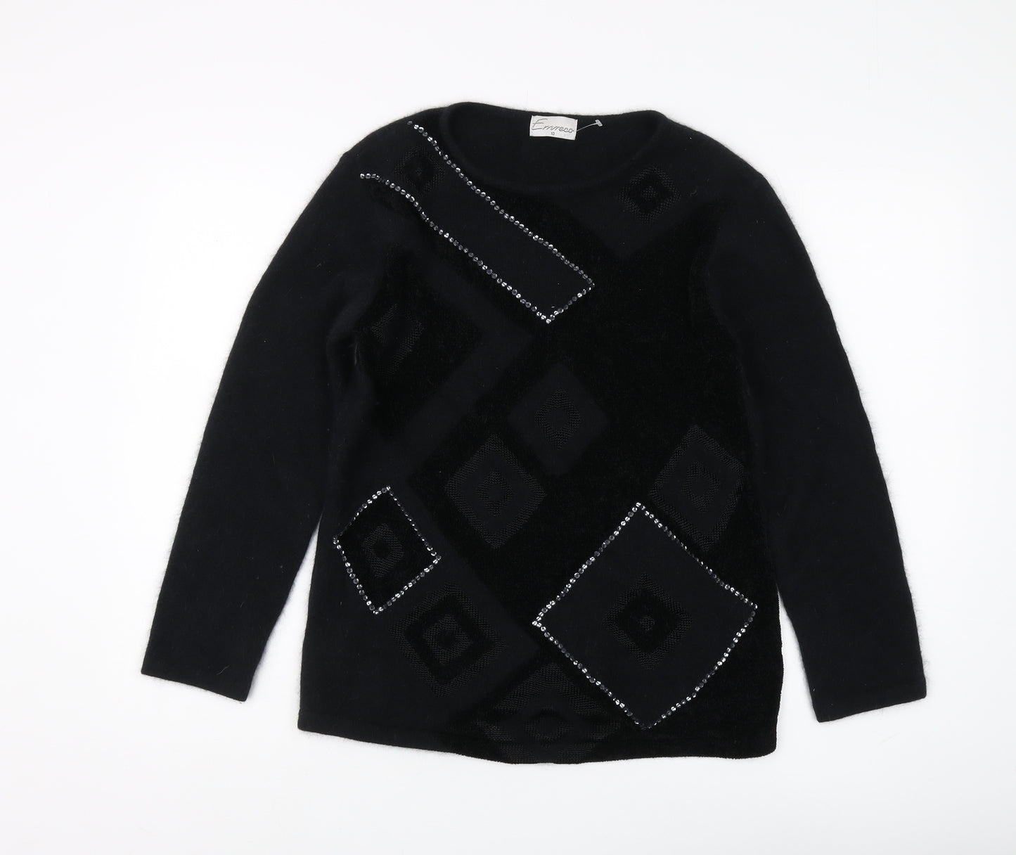 Erreco Women's Black Beaded Pullover Jumper Size 10