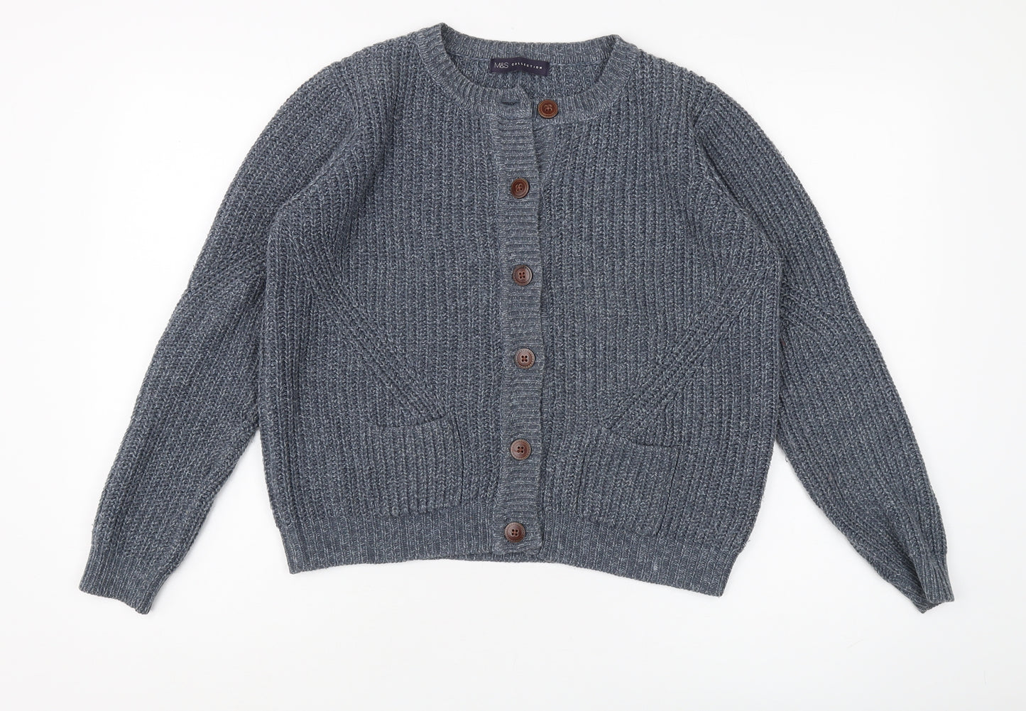 Marks and Spencer Women's Grey Cardigan, Size 12, Chunky Knit