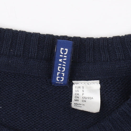 H&M Unisex Blue Reindeer Winter Pullover Jumper S