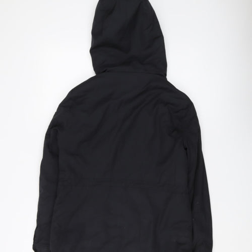 Topshop Women's Black Size 6 Hooded Parka Jacket