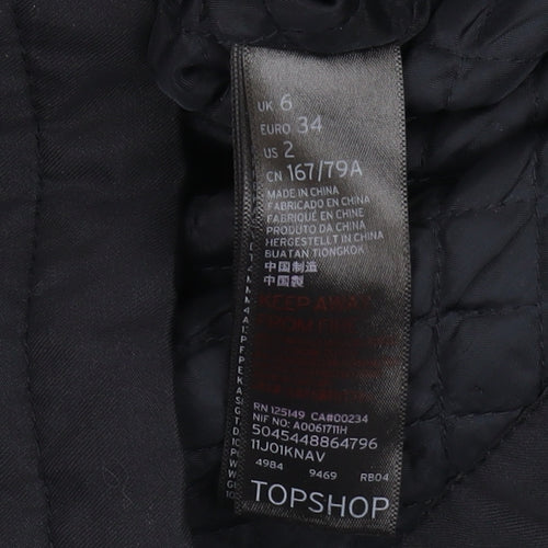 Topshop Women's Black Size 6 Hooded Parka Jacket
