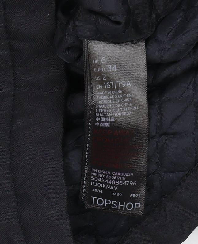 Topshop Women's Black Size 6 Hooded Parka Jacket