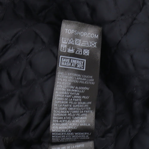 Topshop Women's Black Size 6 Hooded Parka Jacket
