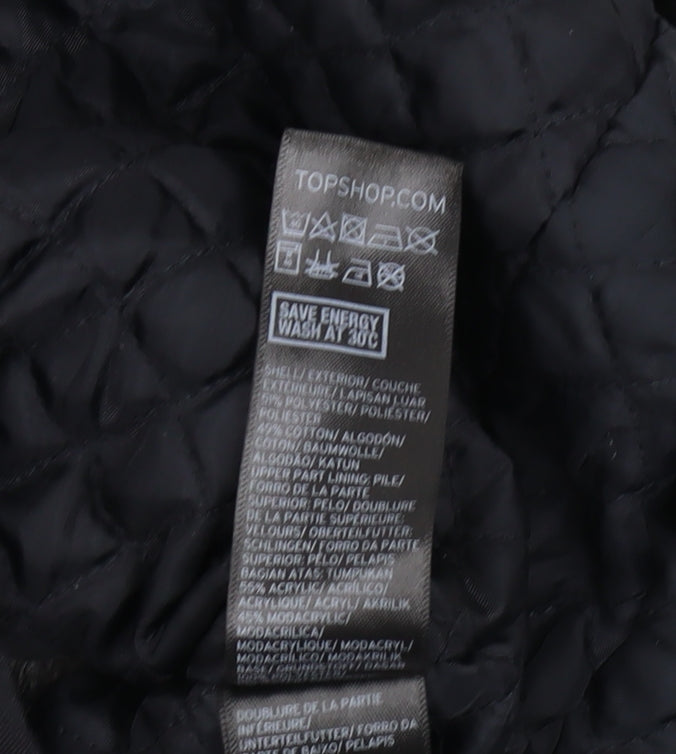 Topshop Women's Black Size 6 Hooded Parka Jacket