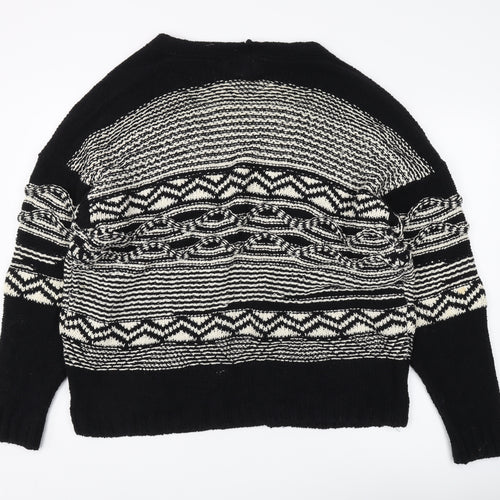 River Island Women Black M Geometric Chunky Cardigan