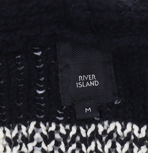 River Island Women Black M Geometric Chunky Cardigan