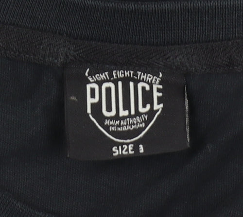 Police Men's Black Medium Cotton Crew Neck T-Shirt