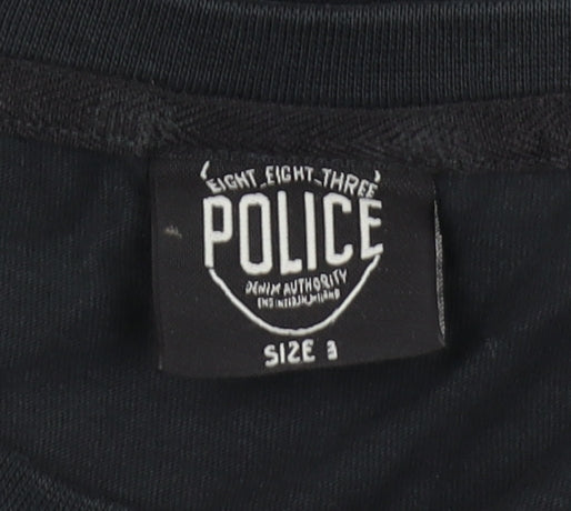 Police Men's Black Medium Cotton Crew Neck T-Shirt