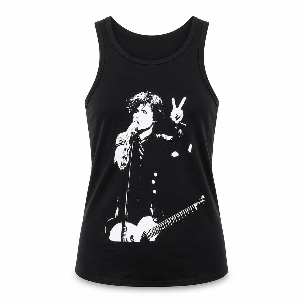 Front view of Death Kitty Black Music Tank Top, size 8, Women's