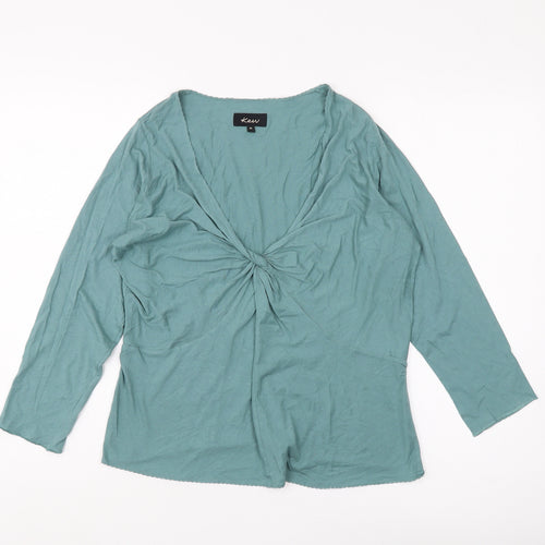 Kew Women's Green XL Wrap Top Long Sleeve Casual