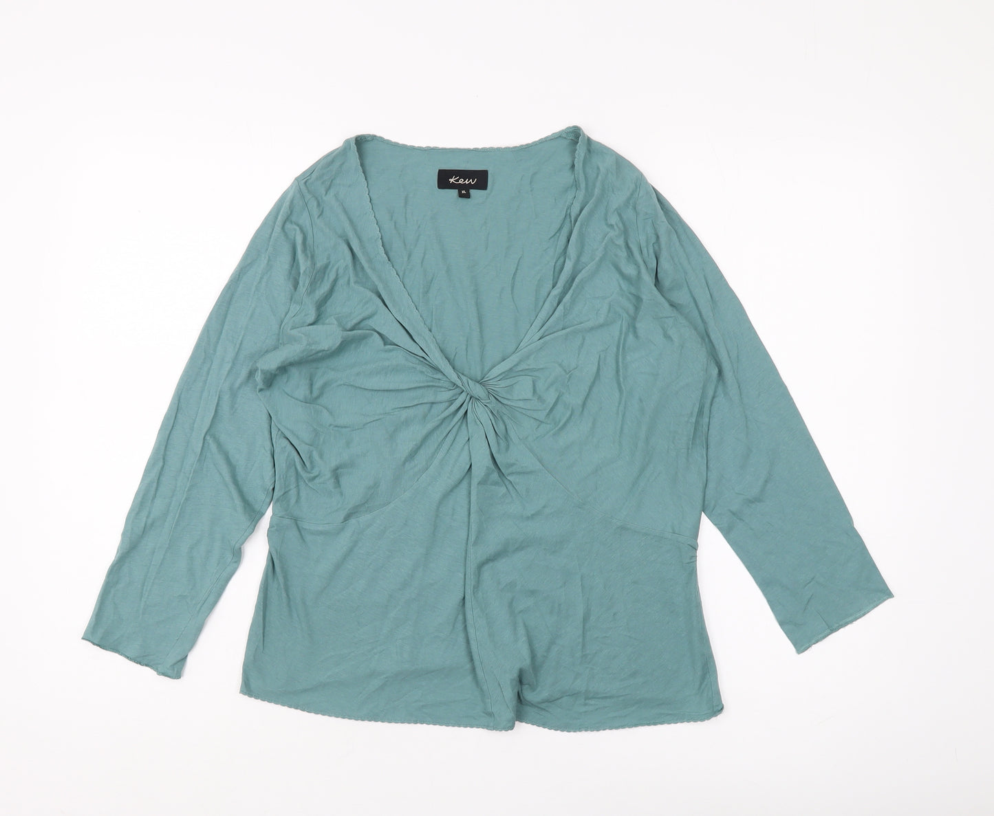 Kew Women's Green XL Wrap Top Long Sleeve Casual