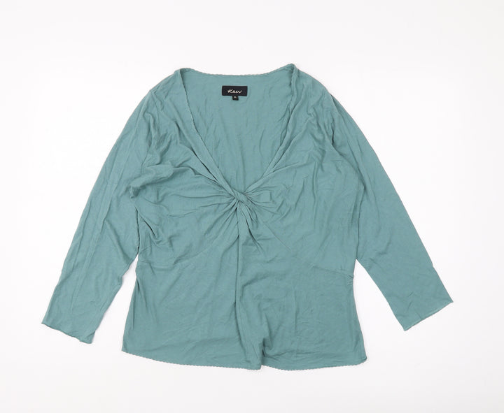 Kew Women's Green XL Wrap Top Long Sleeve Casual
