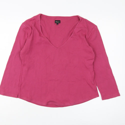 Kew Women's Pink V-Neck Long Sleeve Top XL