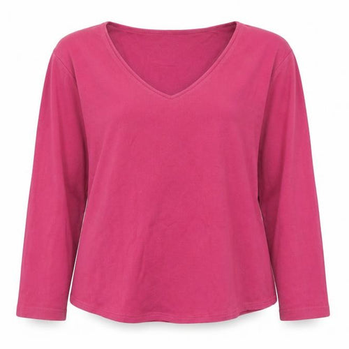 Kew Women's Pink V-Neck Long Sleeve Top XL