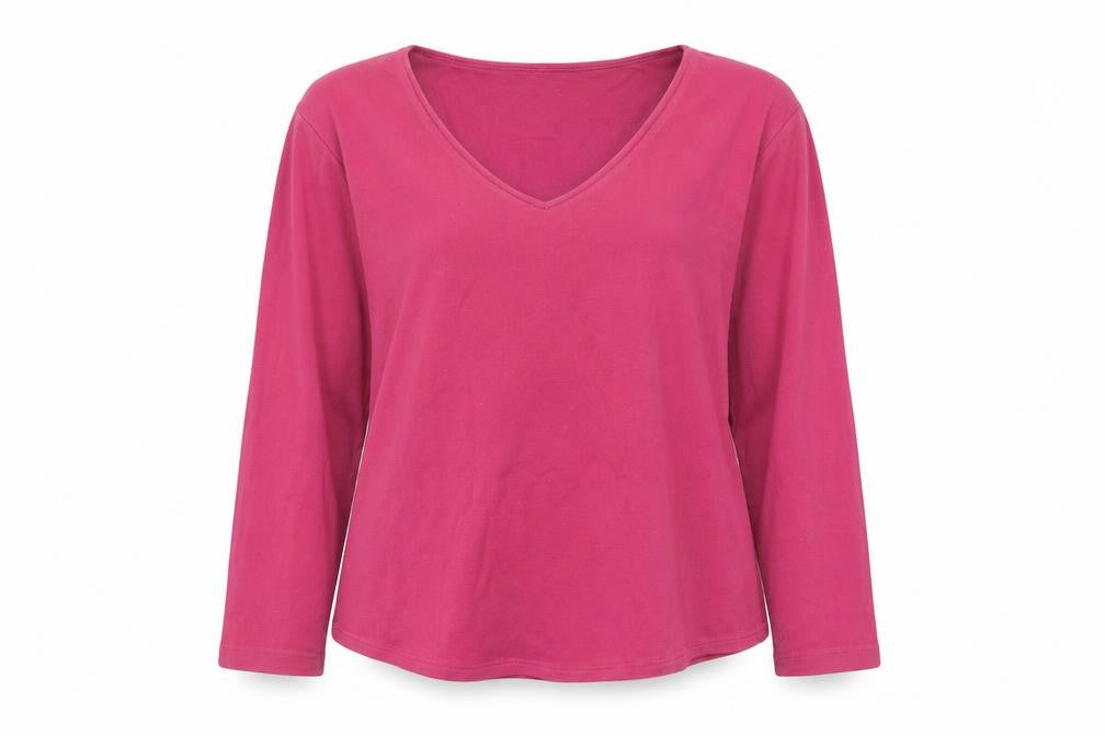 Kew Women's Pink V-Neck Long Sleeve Top XL