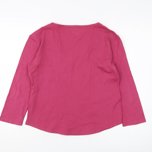 Kew Women's Pink V-Neck Long Sleeve Top XL