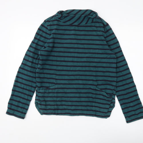 Seasalt Cornwall Women's Green Striped Cowl Neck Sweatshirt Size 8