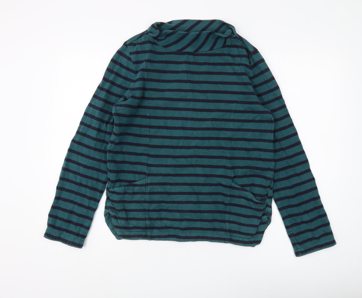 Seasalt Cornwall Women's Green Striped Cowl Neck Sweatshirt Size 8
