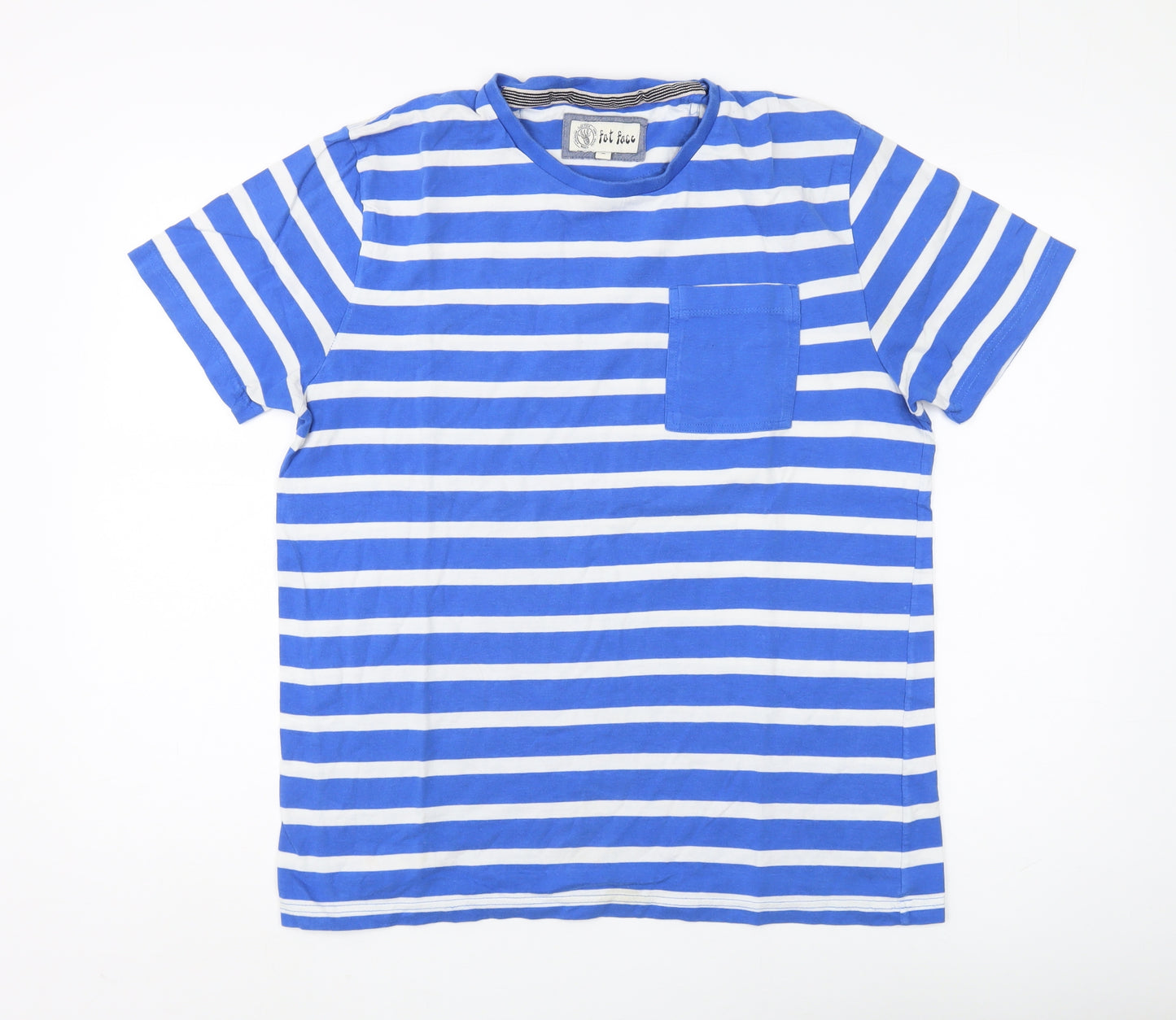 Fat Face Men's Blue Striped M Short Sleeve T-Shirt