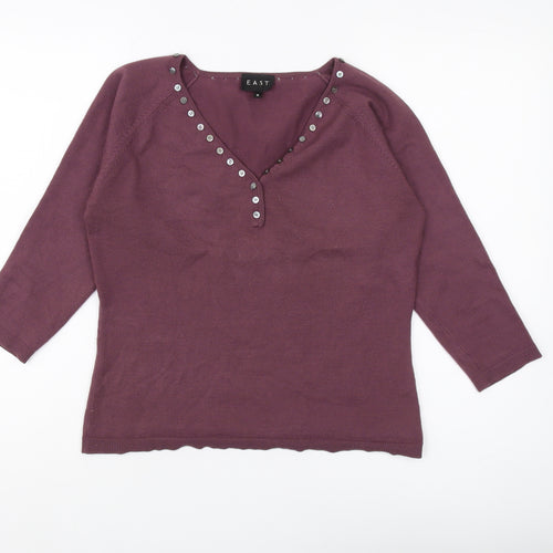 East Women's Purple V-Neck Pullover Jumper - M