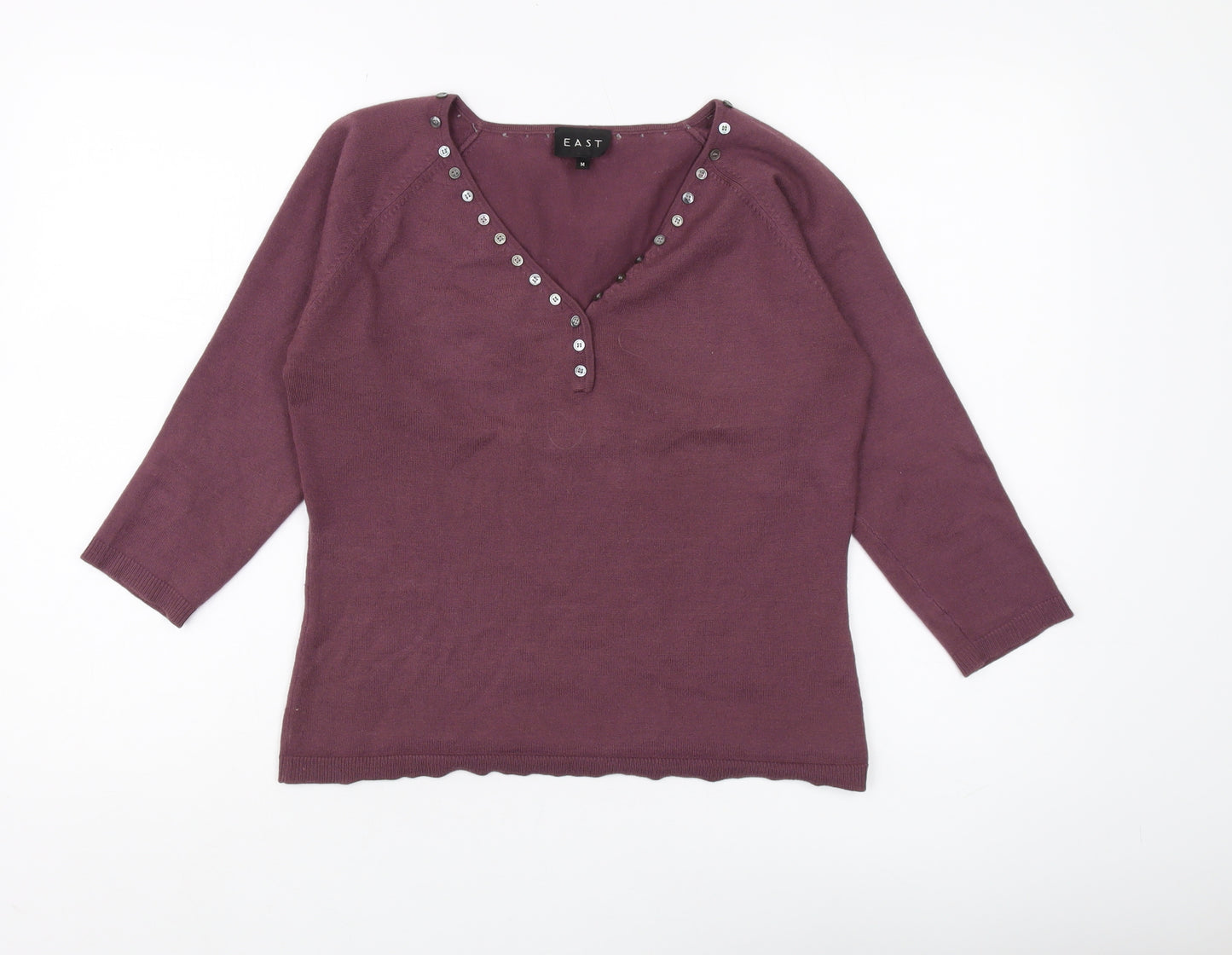 East Women's Purple V-Neck Pullover Jumper - M