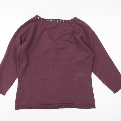 East Women's Purple V-Neck Pullover Jumper - M