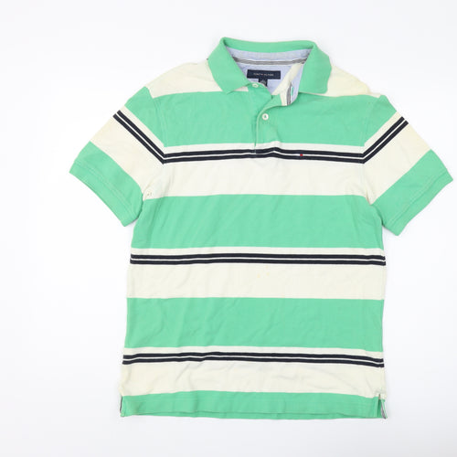 Tommy Hilfiger Men's Green Striped Polo M