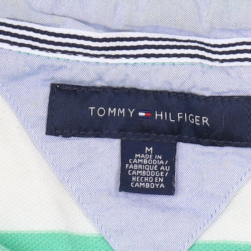 Tommy Hilfiger Men's Green Striped Polo M