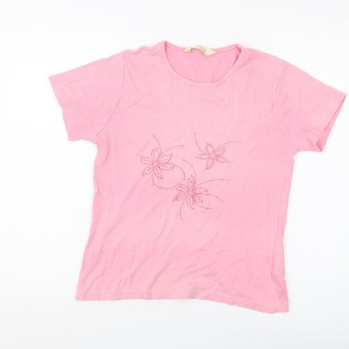 EWM Women's Pink Cotton T-Shirt, Size M, Casual Wear