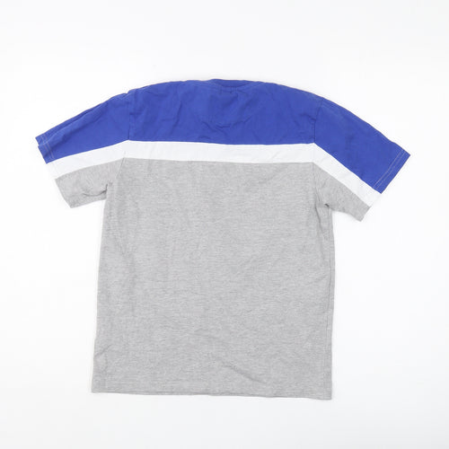 McKenzie Boys Blue Grey Colourblock Crew Neck T-Shirt 12-13 Years