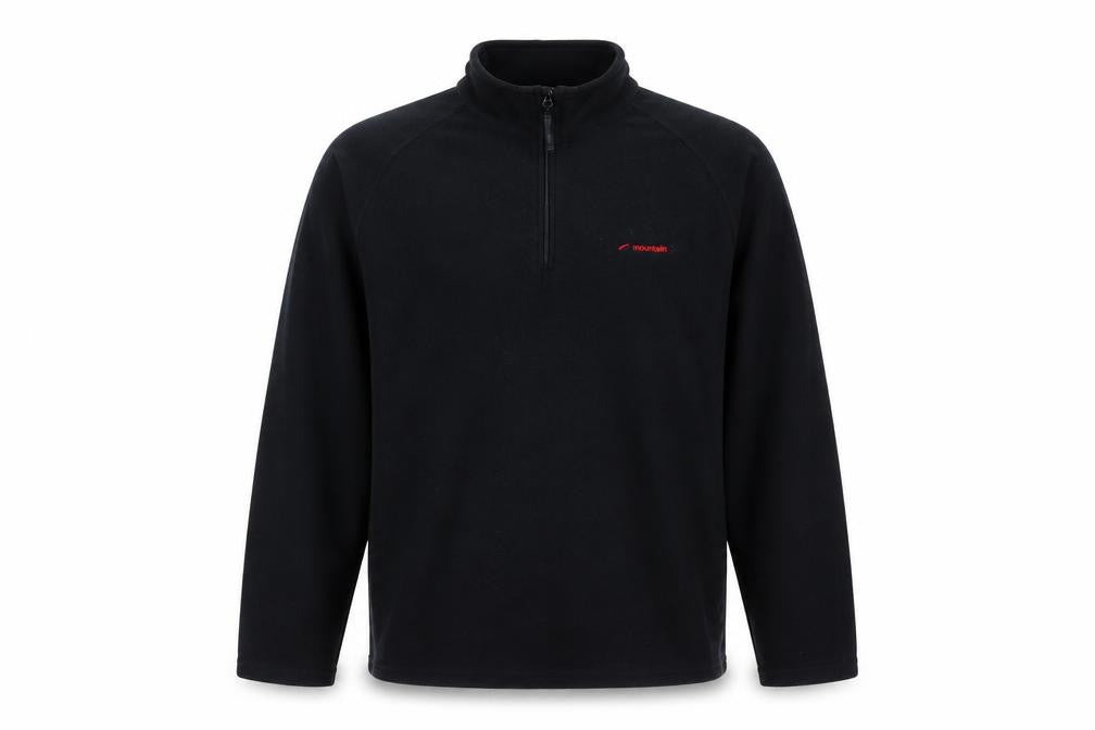 Front view of Mountain Life Men's Black Pullover Fleece Sweatshirt M